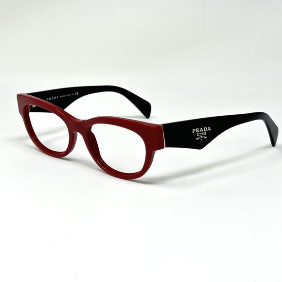 PRADA VPR13Q Eyeglasses in color SMN 1O1 Eyeglasses Frames Italy Red Black 52 mm - Picture 4 of 14